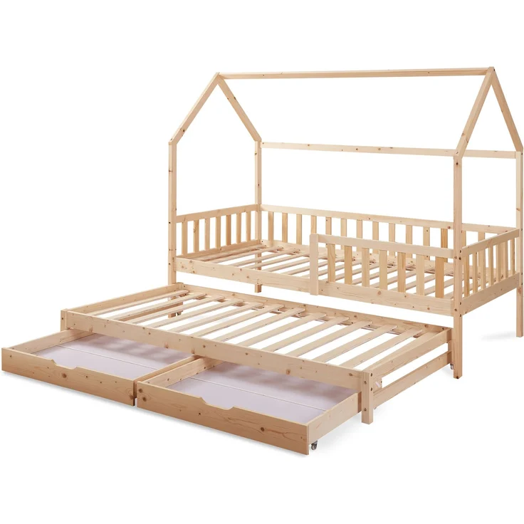 Doppel-Kinderbett Aarghonmaa 90x200 cm Kiefernholz Natur [en. casa] – Bild 1