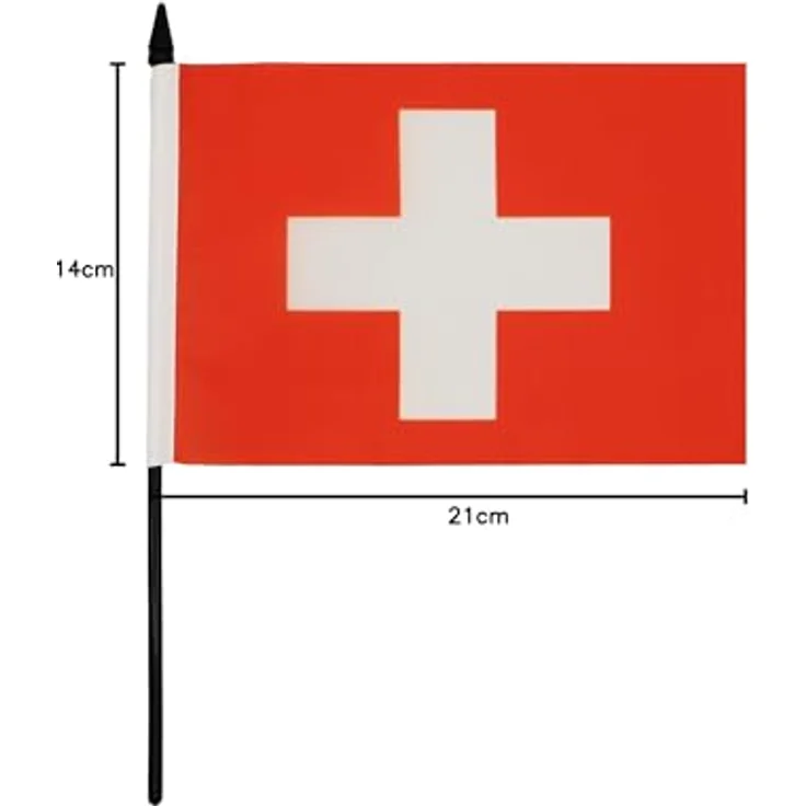 AZ FLAG Tischflagge Schweiz 21x14 cm Polyester 100D Kunststoffsockel | Für innen Helvetische Tischflagge genähte Ausführung mit verstärkten Kanten mit Kunststoffstab 100D Polyester – Bild 6