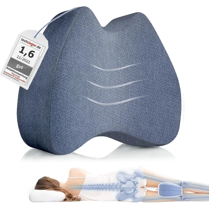 Third of Life Kniekissen für Seitenschläfer mit Thermo-Bezug, Knie-Stützkissen mit Visco-Schaum