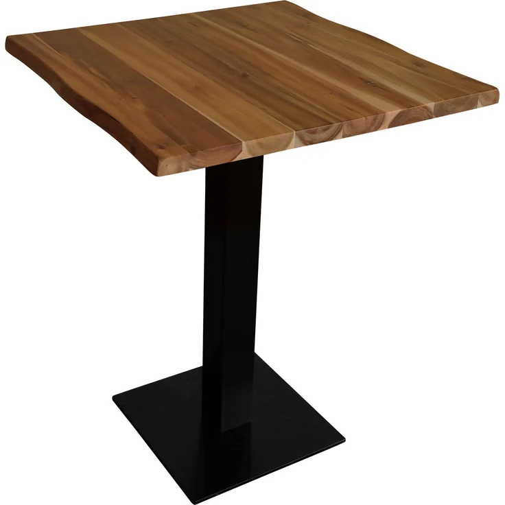 Bistrotisch Baumkante massiv 70 x 70 cm Akazie honigfarben Säulengestell schwarz IRIS 169367672 – Bild 2