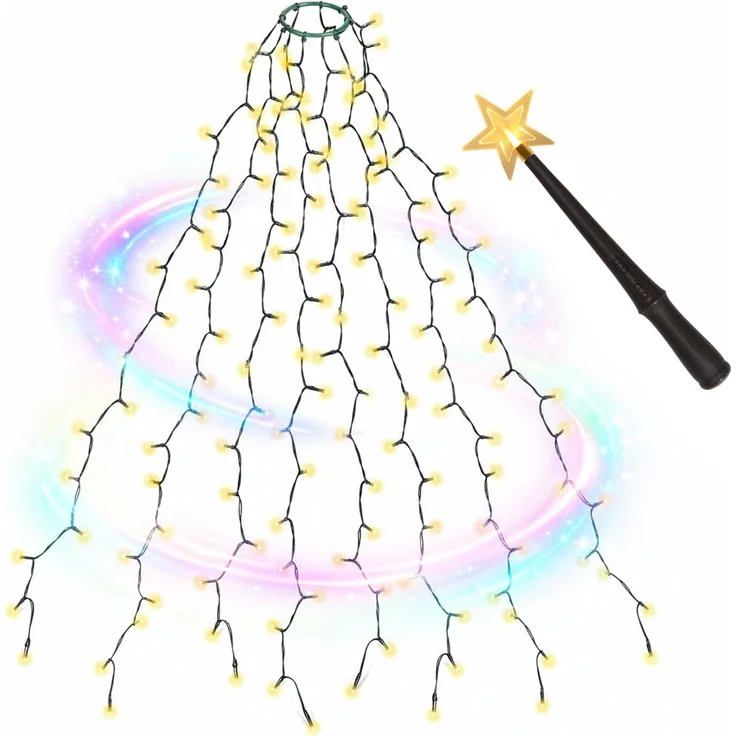 SALCAR 1,5m Weihnachtsbaum Lichterkette mit Ring und 8 Girlanden – Bild 1
