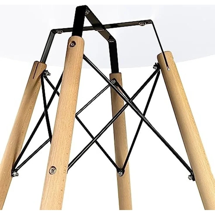 Homey Weißer runder Esstisch oder Küchentisch, Modell Malmö, Melamin, 80 cm (L) x 80 cm (B) x 75 cm (H) – Bild 4