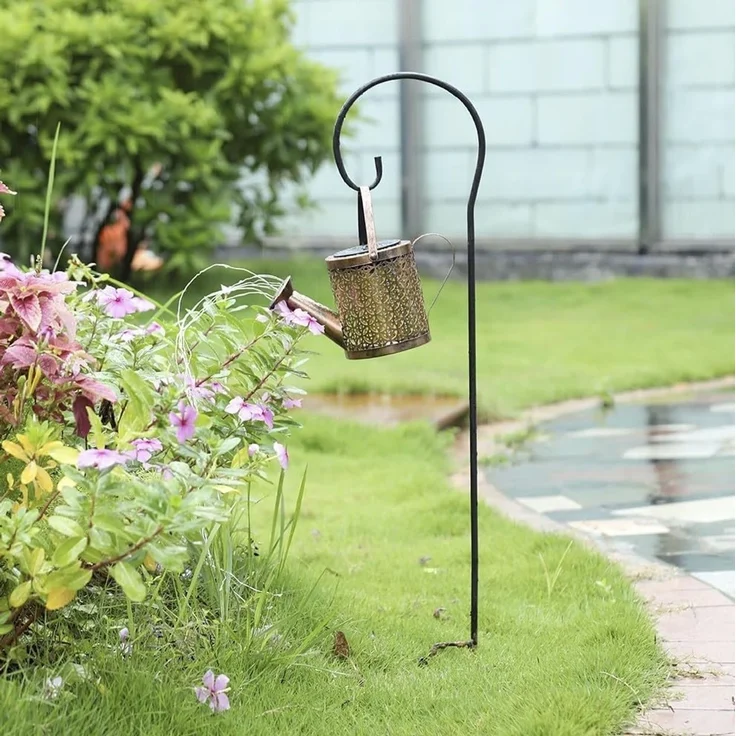 Gardlov LED Solarleuchte Solar-Gartenlampe Gießkanne, Beleuchtung, LED fest integriert, Tageslichtweiß, 60 LEDs erzeugen den Effekt von fließendem Wasser aus der Kanne – Bild 4