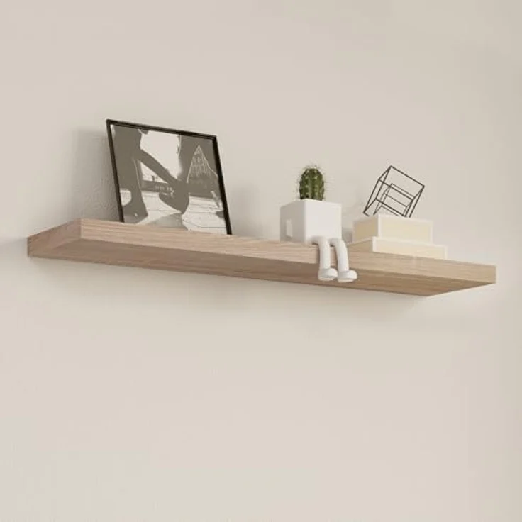 EUGAD Wandregal Wandboard Buchregal Hängeregal DVD CD Regal Holz Board 50cm Eiche 0115QJ – Bild 3