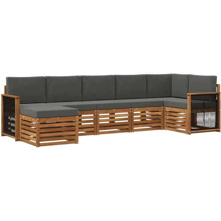vidaXL Outdoor-Sofagarnitur 7 stk. 6-Sitzer Natur und Anthrazit 3384623 – Bild 2