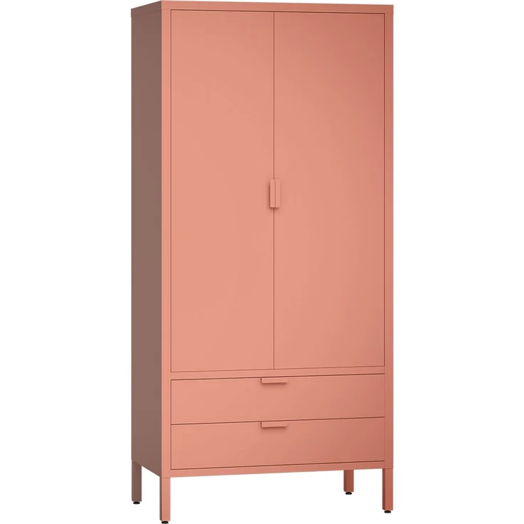 skølm 'Ituri' Kleiderschrank mit 2 Schubladen, Metall, 170x45x80 cm, terrakotta, Garderobe mit 4 Fächern und 2 Kleiderstangen – Bild 2