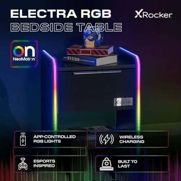 X Rocker Electra Nachttisch - Gaming Nachtschrank mit RGB-Beleuchtung, App-Steuerung & Wireless – Bild 3
