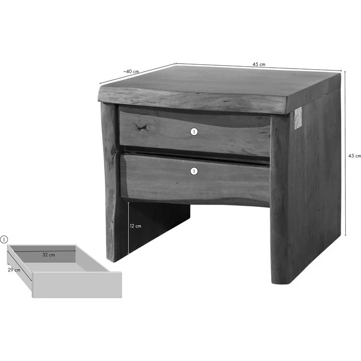 Nachttisch Akazie 45x40x45 natur lackiert PURE ACACIA #311 – Bild 5