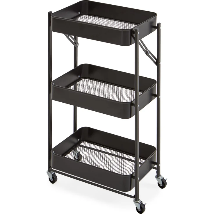 Homes & Jones Küchentrolley Bastian 31x44x78 cm aus schwarzem Metall - Rollwagen mit 3 Ablagen - Moderner Servierwagen für Küche, Essbereich & Haushalt - mobil, platzsparend – Bild 1