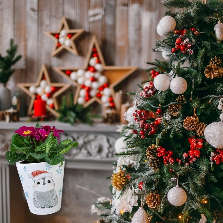speecheese Blumentopf Pinguin mit Weihnachtsmütze Blumentopf – Bild 6