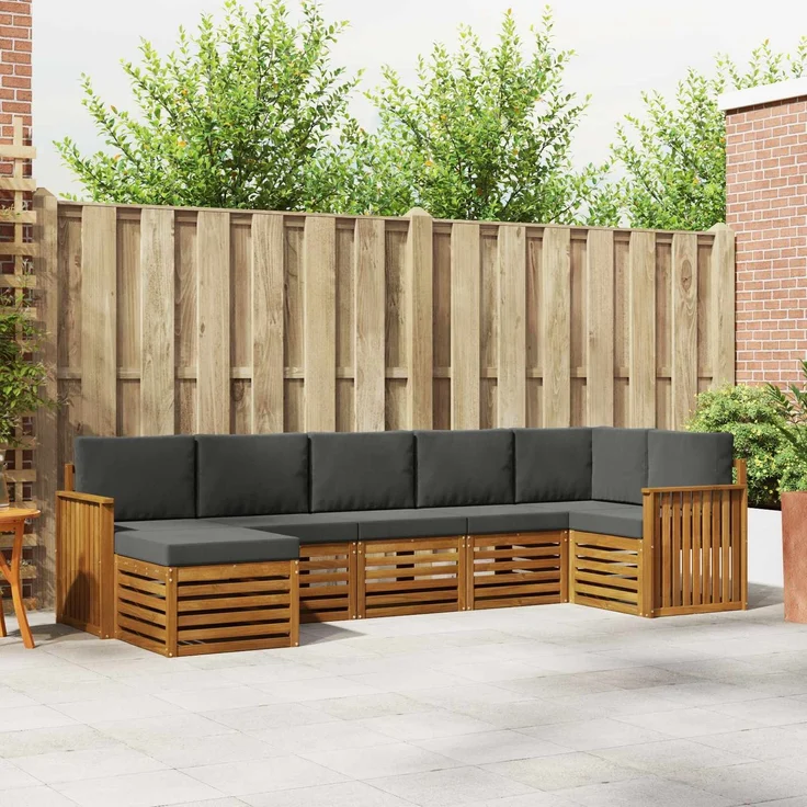 vidaXL Outdoor-Sofagarnitur 7 stk. 6-Sitzer Natur und Anthrazit 3375167 – Bild 1