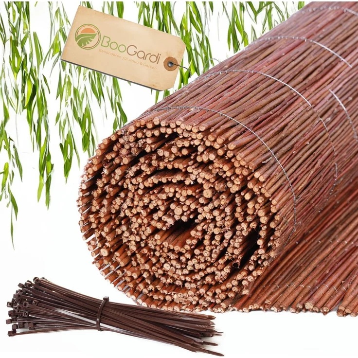 BOOGARDI Weidenmatte - 20 Größen - Weidenzaun 150 cm hoch x 300 cm lang - Sichtschutzmatte Balkonverkleidung Gartenzaun Sichtschutz Zaun Garten Balkon Sichtschutzzaun Holz Weide – Bild 1