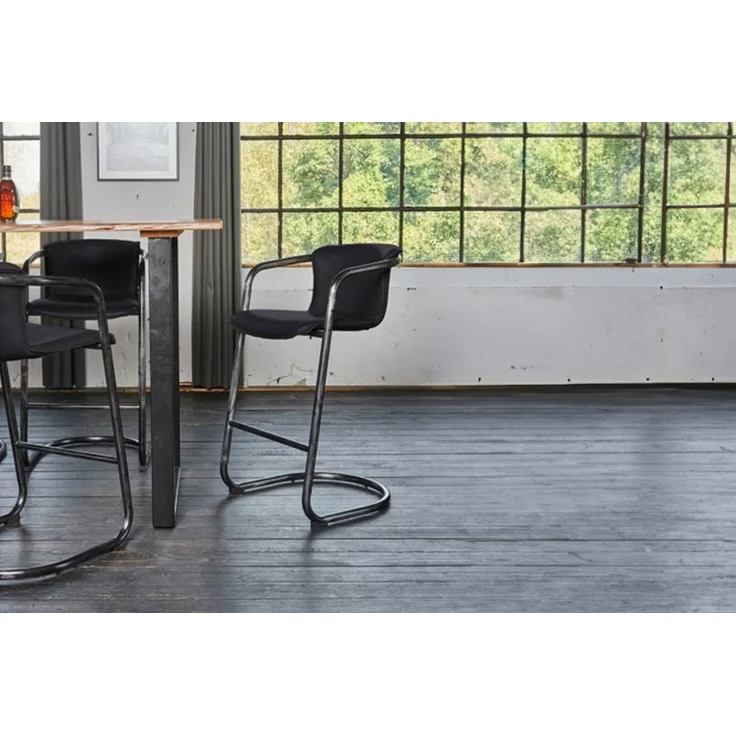 KAWOLA Barhocker Trivia Lederbarhocker schwarz 102 x 62 x 51 cm – Bild 5