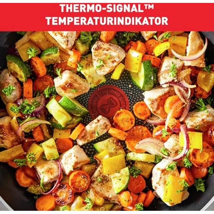 Tefal D52619 Resist Wokpfanne| sichere Titanium Antihaftversiegelung | Thermo-Signal Temperaturindikator | leichte Reinigung | Flame Protect-Technologie | Schwarz|28 cm / tief – Bild 3