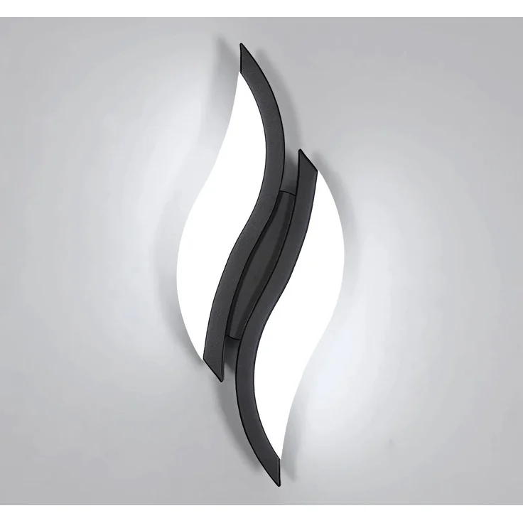 Goeco LED Wandleuchten Innen, 12W Modern Wandlampe Schwarz aus Acryl Kaltweißes Licht 6500 k, Blattförmige Wandleuchte Nachtlampe Wandbeleuchtung für Flur Treppenhaus Wohnzimmer Schlafzimmer