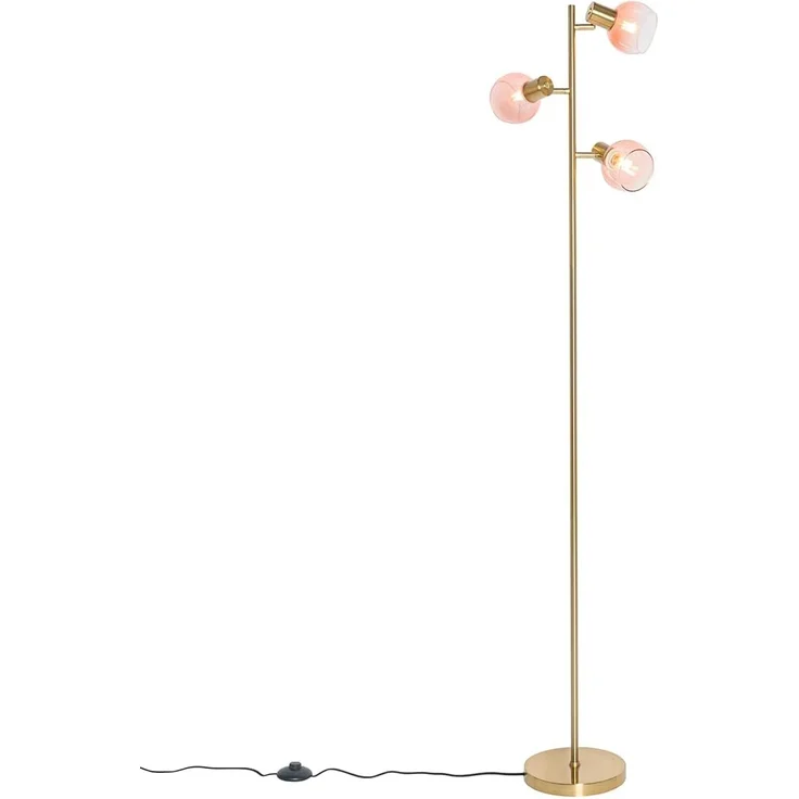 Qazqa Stehlampe Vidro, ohne Leuchtmittel, E14, Rosa, Art Deco, Stahl, 3-flammig – Bild 7
