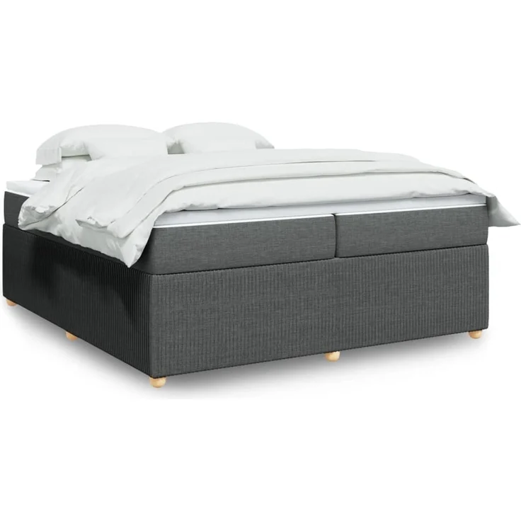 vidaXL Boxspringbett mit Matratze Dunkelgrau 200x200 cm Stoff 3285596 – Bild 1