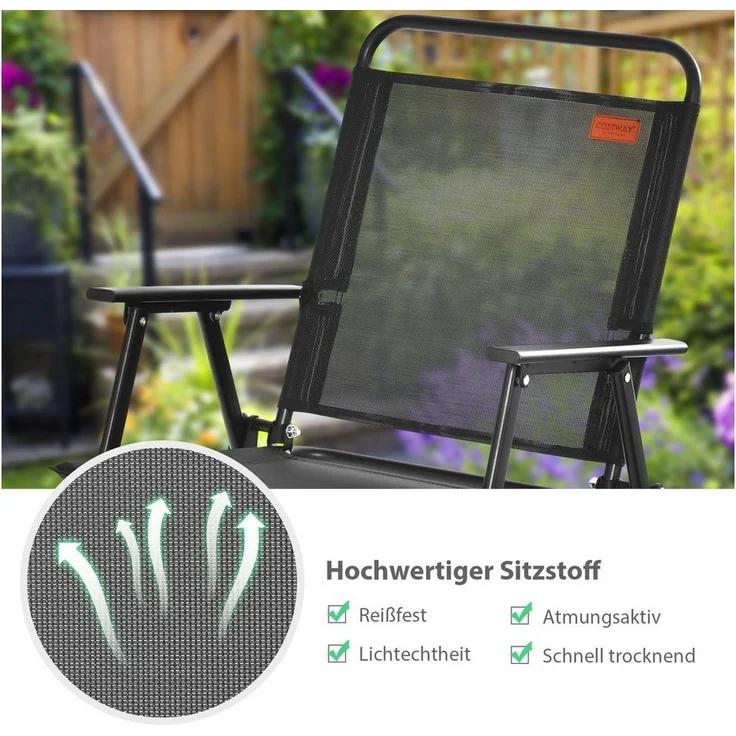 COSTWAY Gartenstuhl 4er Set Klappstühle (4 St), klappbar bis 150kg – Bild 3