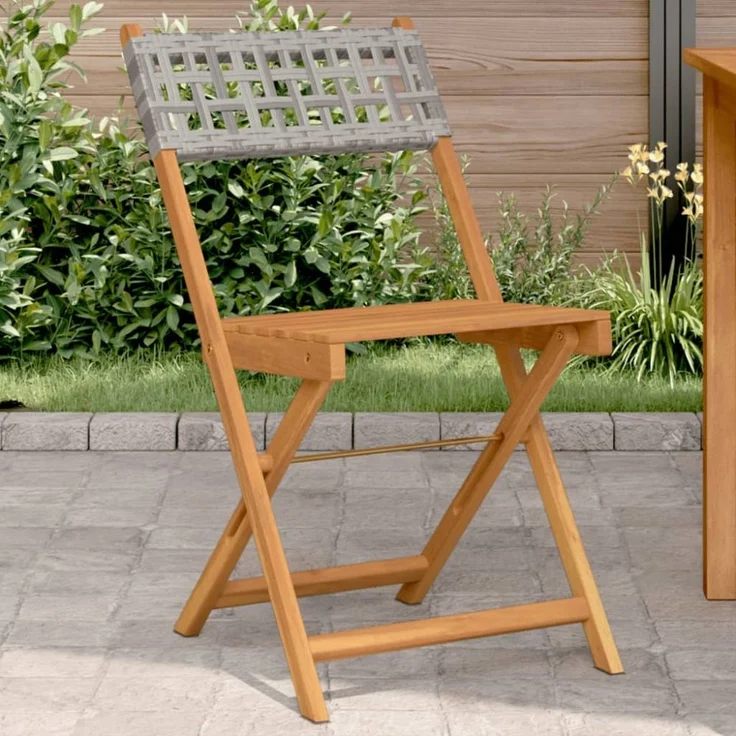 vidaXL Bistrostühle 2 Stk. Grau Massivholz Akazie und Poly-Rattan 367676 – Bild 1