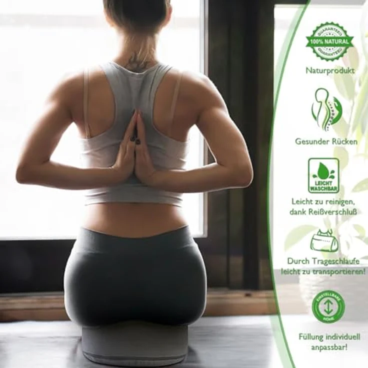 Amagohome Yogakissen Yogakissen Meditationskissen Augenkissen Sitzkissen rund ø31xH20cm Bez – Bild 6