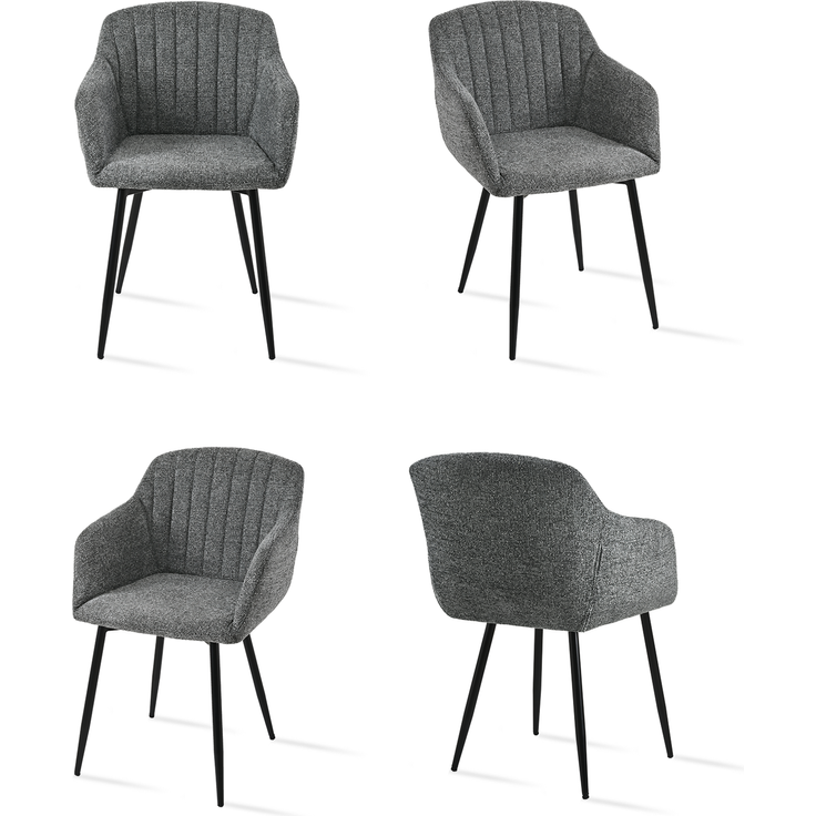 GOEURVANT 711 Esszimmerstühle 4er-Set mit Armlehnen, Chenille - Schiefergrau – Bild 3