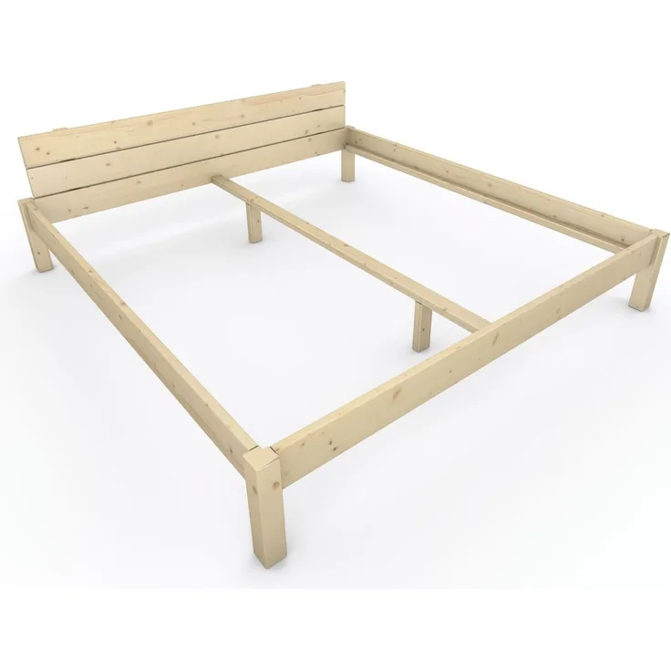 Pfostenbett "metallarm" Fichte Holzbett "Daybett" 200 x 210cm 38cm Doppelbett
