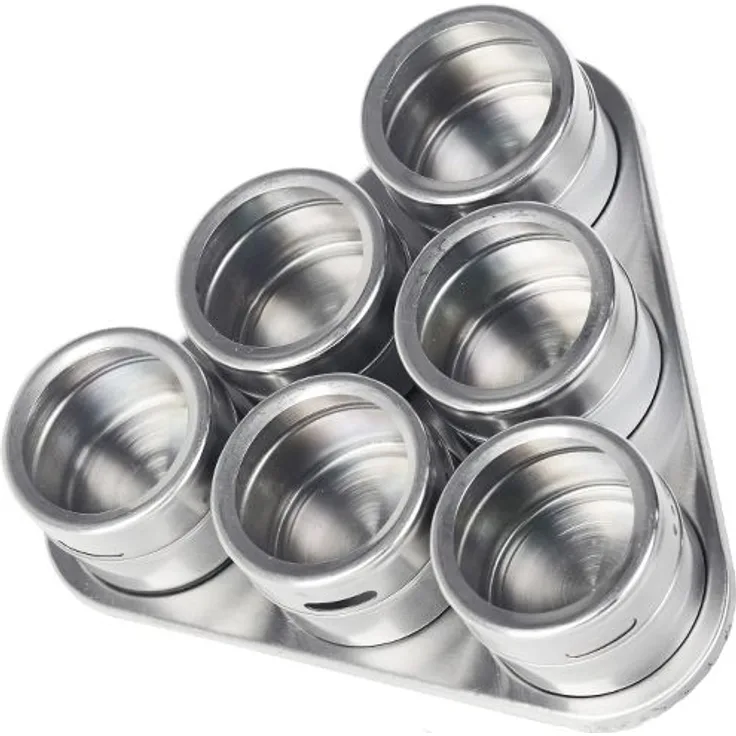 7tlg Edelstahl Metallic Gewürzdosenset Gewürzregal Salz Pfeffer Küche Gewürz Behälter Silber