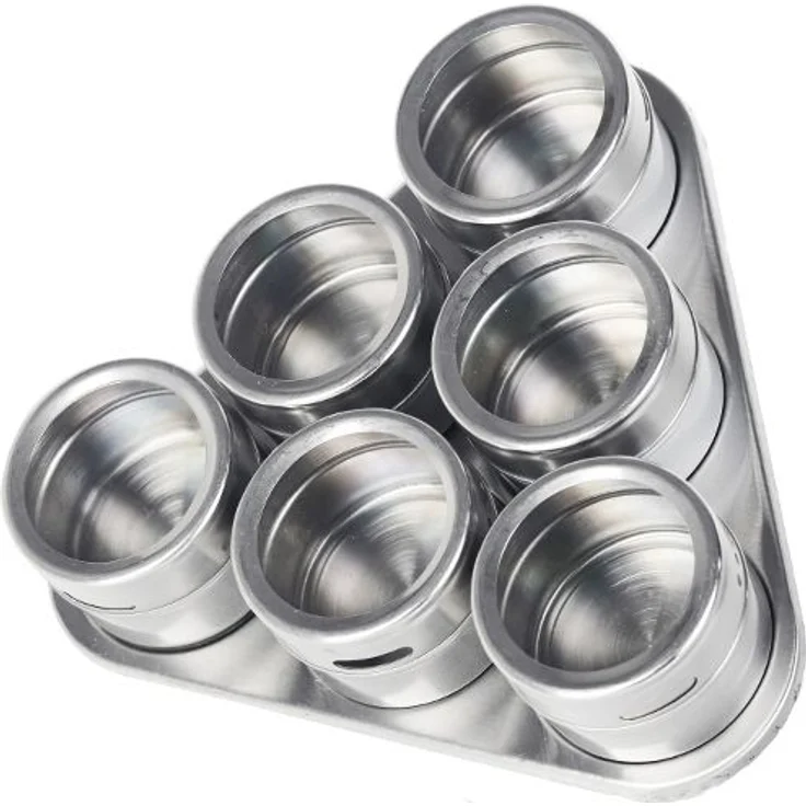 7tlg Edelstahl Metallic Gewürzdosenset Gewürzregal Salz Pfeffer Küche Gewürz Behälter Silber – Bild 1