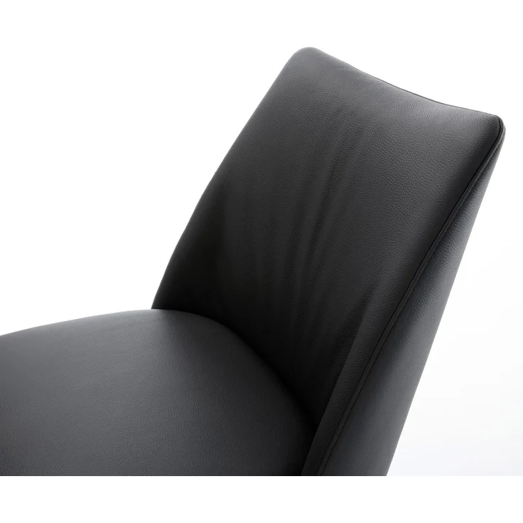 Drehstuhl Elso-Flex Echt-Leder Schwarz Kreuzgestell breit Effektfinish Titan 360° drehbar Taschenfederkern – Bild 4