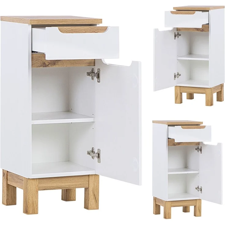 Badezimmermöbel Set mit 80cm Waschtisch & LED-Spiegelschrank SOLNA-56 in Hochglanz weiß, B/H/T ca.: 130/200/46 cm – Bild 7