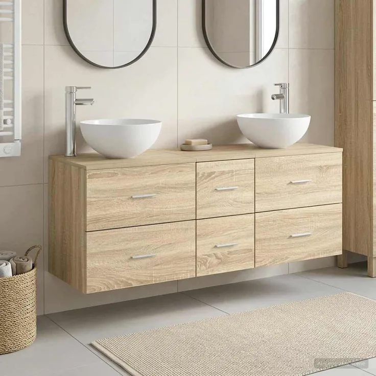 vidaXL Badezimmerschrank-Set 3 stk. Sonoma-Eiche 129 x 35 x 80 cm 3405797