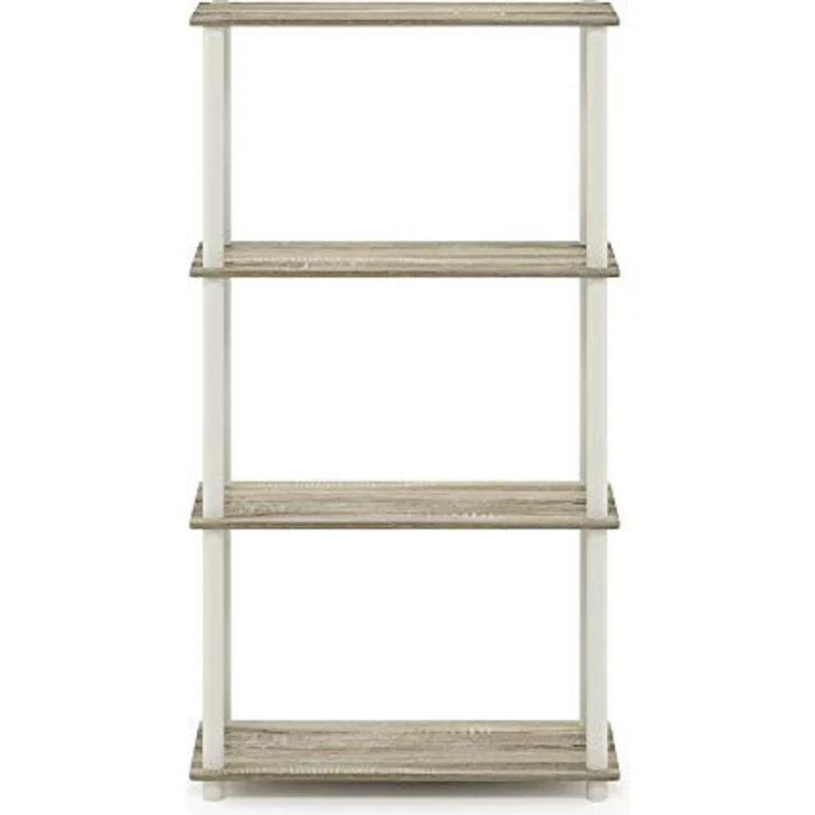 Furinno 4-Ebenen Mehrzweck-Regal, holz, Sonoma Eiche/Weiß, 29. 46x29. 46x109. 85 cm – Bild 9
