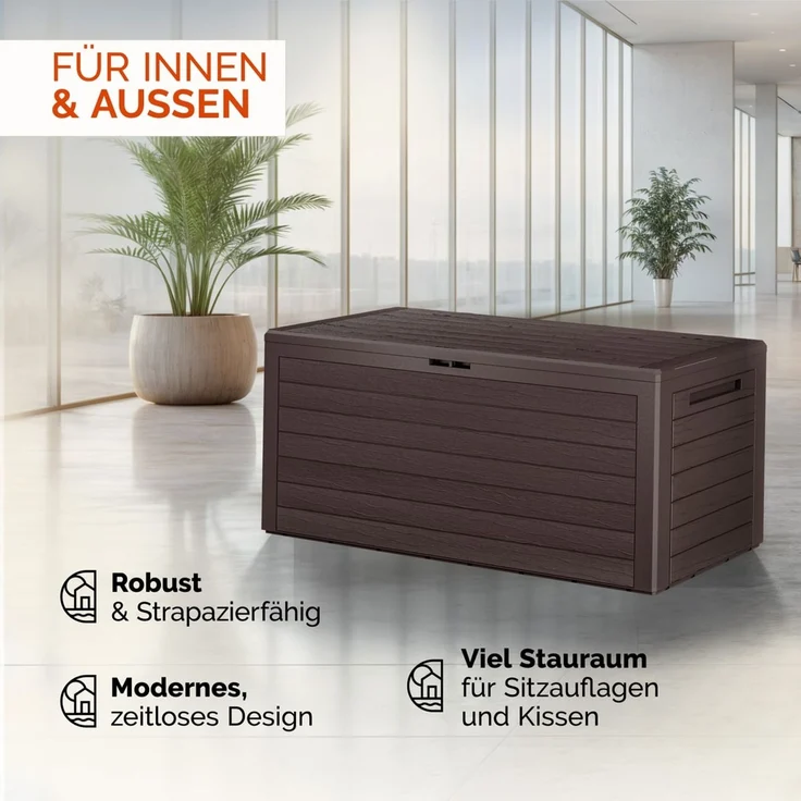 Casaria Auflagenbox Kissenbox Aufbewahrungsbox Woody Holzoptik Braun – Bild 4
