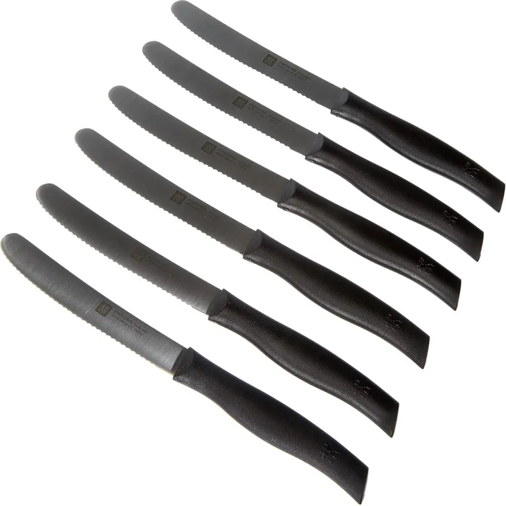 ZWILLING Twin Grip Messer-Set, 6-teilig, Frühstücksmesser, Klingenlänge: 12 cm, Rostfreier Spezialstahl/Kunststoff-Griff, Schwarz
