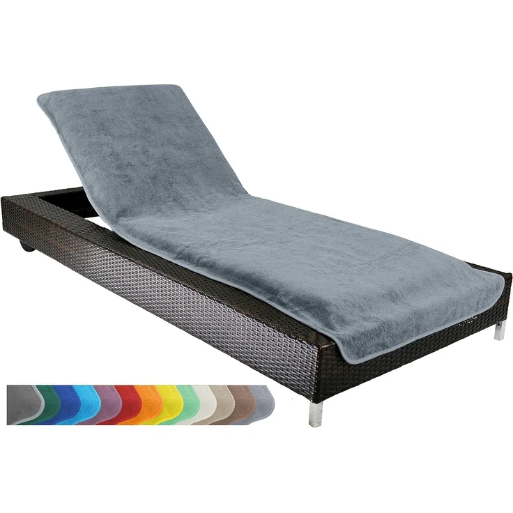 Brandsseller Schonbezug für Gartenliege, Strandliegenauflage, Frottee Schonbezug, 100% Baumwolle - ca. 75x200 cm - Grau – Bild 1
