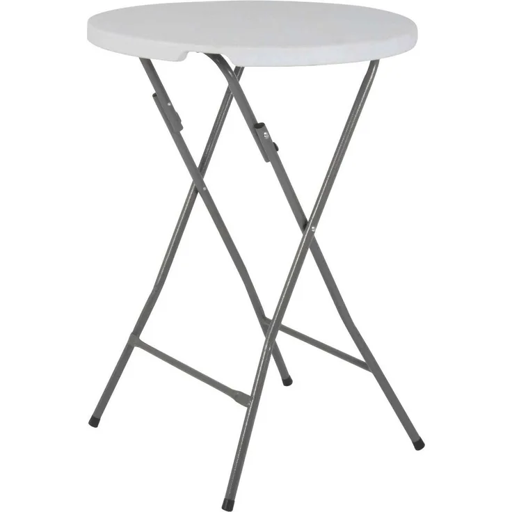 Acamp Stehtisch klappbar 80 cm Le Havre | Stehtisch Outdoor-geeignet & wetterfest beschichtet | Bartisch mit pflegeleichtem Stahlrohr-Gestell | Klapptisch rund | Gartentisch in Silber-Grau