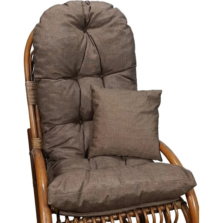 Rattani Polsterauflage Polster für Schaukelstuhl Liegestuhl 130 x 50 x 10 cm + Zierkissen 40x40, (Set Schaukelstuhlkissen + Zierkissen), Stoff Uni Living dunkelbraun – Bild 1