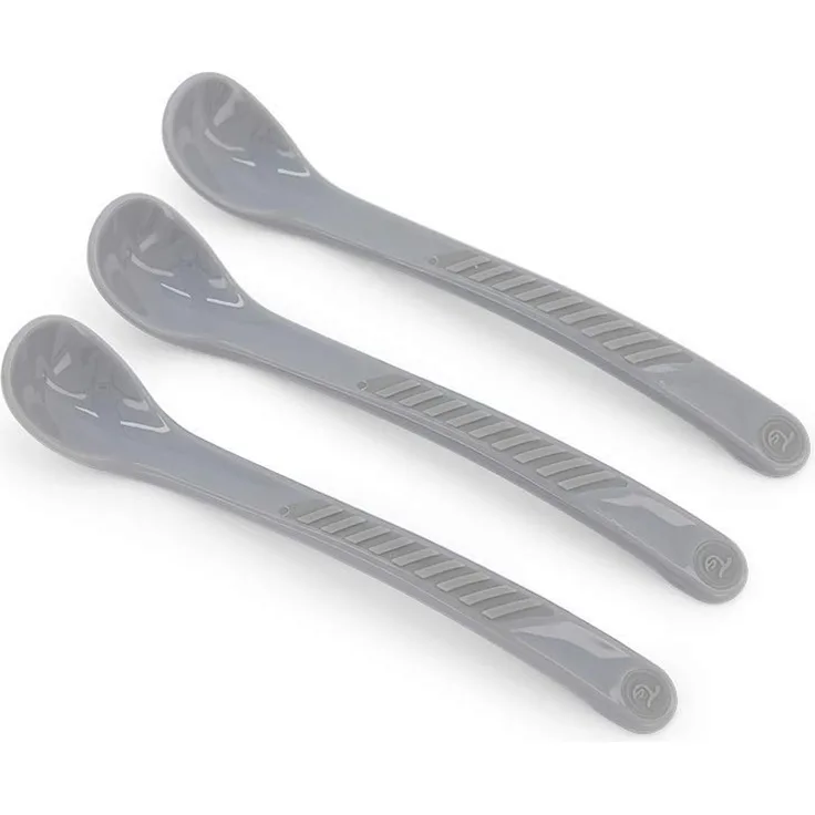 Twistshake Baby-Esslöffel-Set – 3er-Pack | BPA-freies Besteckset zum Entwöhnen von Babys | Lernbesteckset für Kinder | Kinderbesteck ab 6 Monaten | Pastellgrau