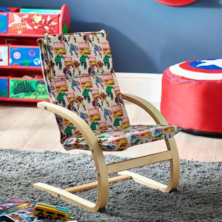 Marvel Avengers Kindersessel, Gestell aus natürlichem Birkenfurnier, trägt bis 30 kg, klein, mehrfarbig – Bild 3