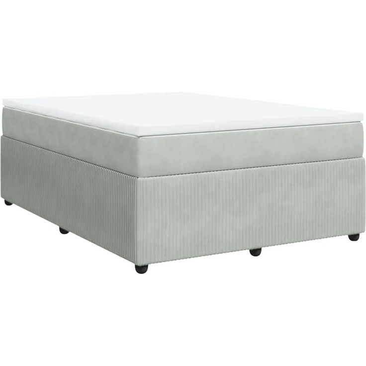 vidaXL Boxspringbett mit Matratze Hellgrau 140x190 cm Samt 3285638 – Bild 2