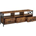 VASAGLE TV Cabinet, Lowboard für Fernseher bis zu 65 Zoll, TV-Schrank mit 3 Schubladen, 147 x 40 x 50 cm, Industrie-Design, Stahlgestell, vintagebraun-schwarz LTV301B01