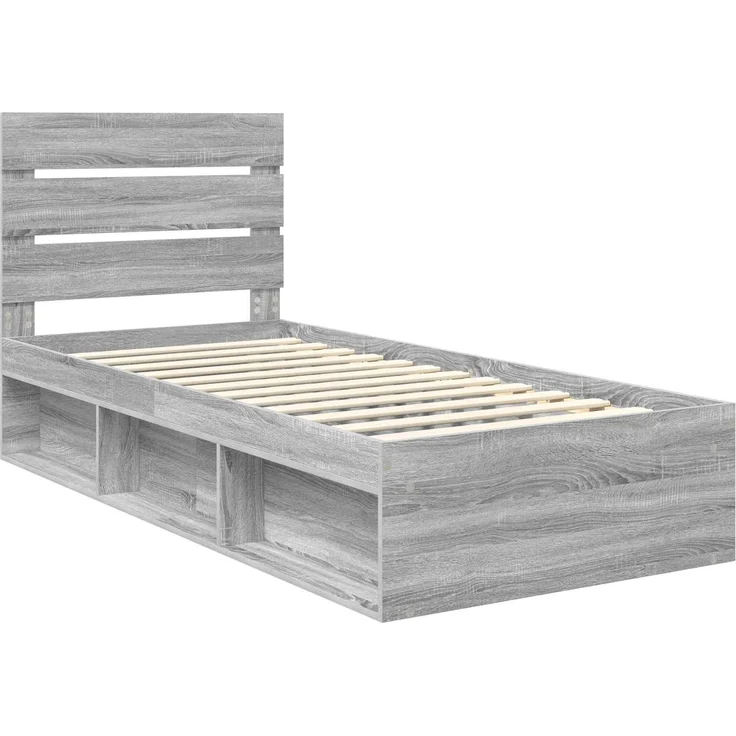 vidaXL Bettrahmen Graues Sonoma 90 x 200 cm Massives Kiefernholz 3411789 – Bild 3