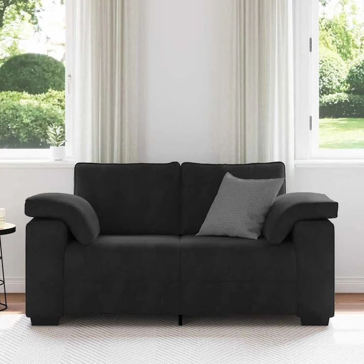 vidaXL Zweisitzer-Sofa Schwarz 160x77x82 cm Samt 4105262 – Bild 2