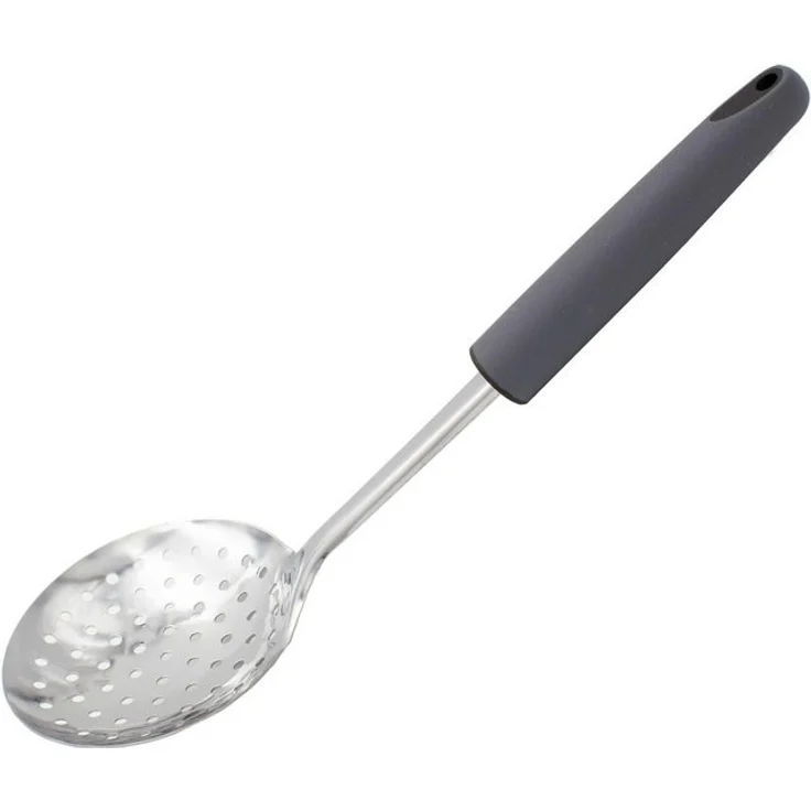 mucHome Schaumlöffel aus Edelstahl 33cm Schaumkelle Siebkelle mit gummierten Griff – Bild 4
