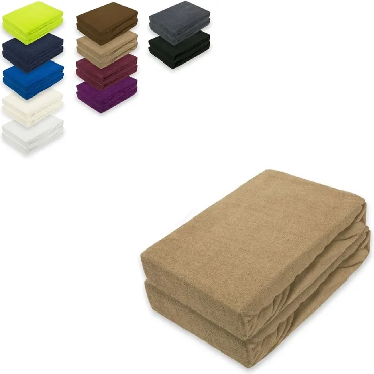 Frottee Spannbettlaken Doppelpack 180 - 200 x 200 cm Sand