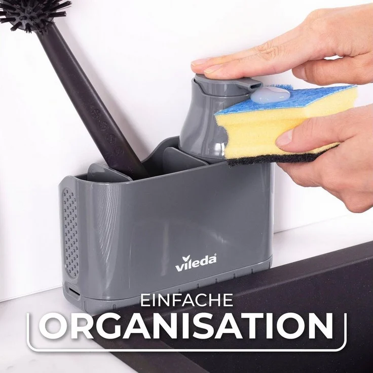 Vileda Küchenorganizer-Set Spülbeckenorganizer mit Seifenspender Polypropylen, (Set, Set), mit Seifenspender für Schwämme & Bürsten – Bild 3