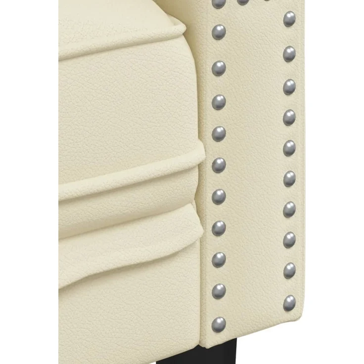 vidaXL Chesterfield-Sessel Creme Kunstleder 372653 – Bild 6