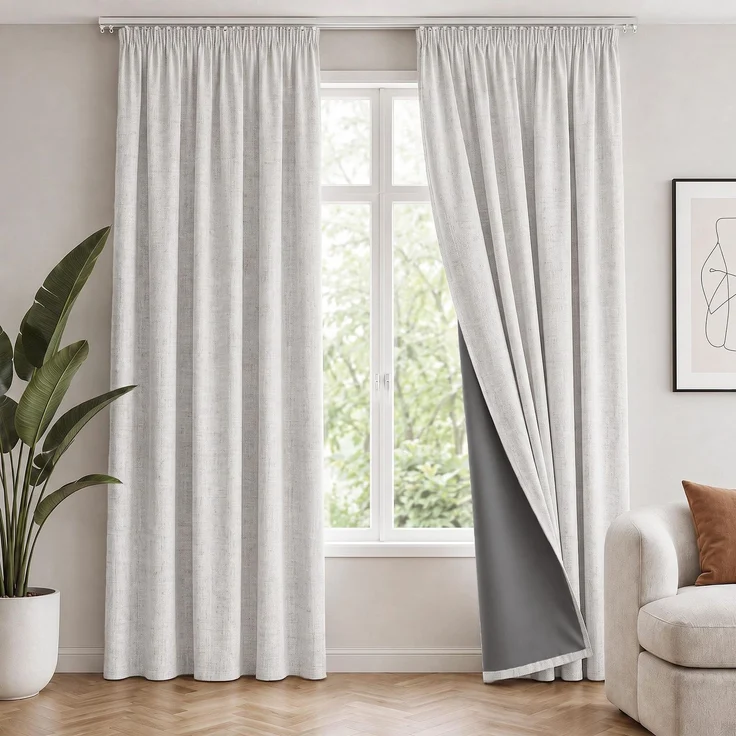 Deconovo 100% Blackout Abdunkelnde Vorhänge mit Kräuselband Naturleinen | 2er Set, H 175 x B 140 cm, Blickdichte Gardinen, Leinenstruktur, Kälteschutz, geeignet für Wohnzimmer und Schlafzimmer