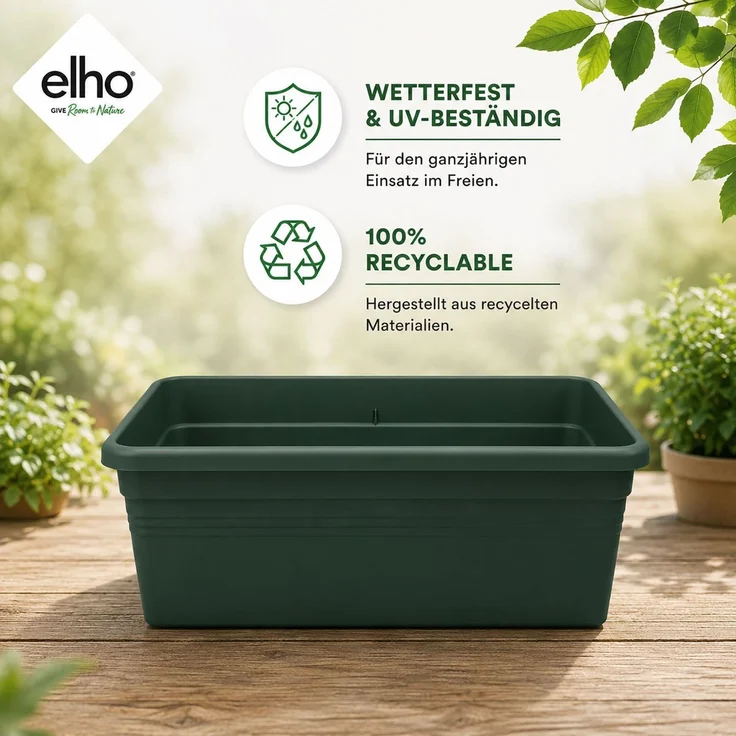 3X Elho Green Basics Beweglicher Garten - Gemüsegarten - Übertopf - Laubgrün - Draußen - L 76.7 x W 57.9 x H 29 cm – Bild 3