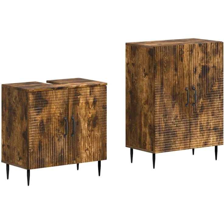 vidaXL 2-teiliges Badezimmer Schrank Set HAARLEM Raucheiche 3417617 – Bild 2